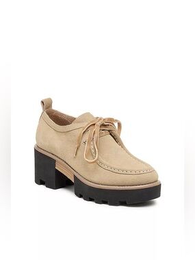 Kelsi Dagger x Anthropologie Oatmeal Suede Brooklyn Olga Lug Loafer Heels Size 6